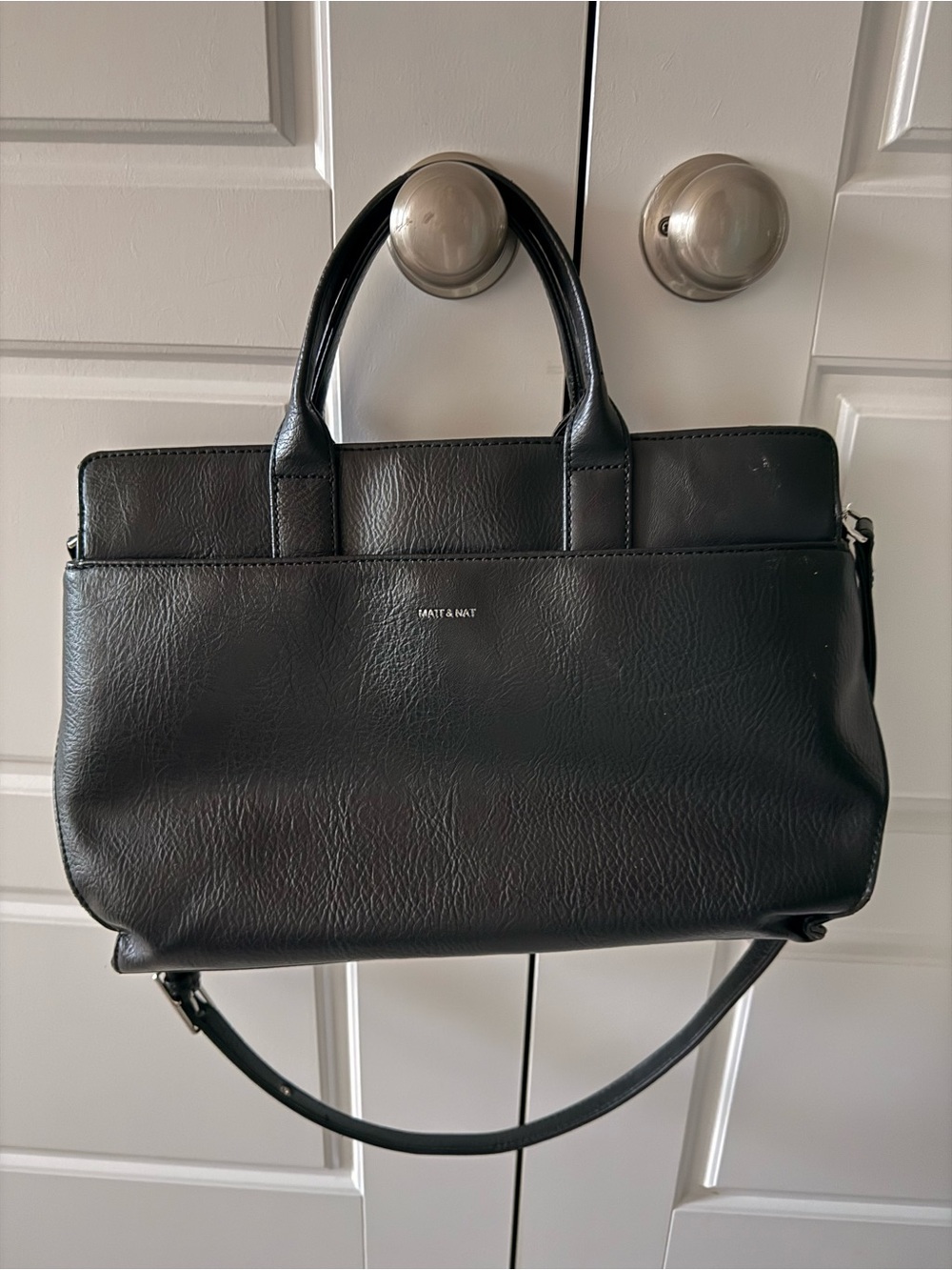 Matt & Nat Black Vegan Leather Laptop Bag